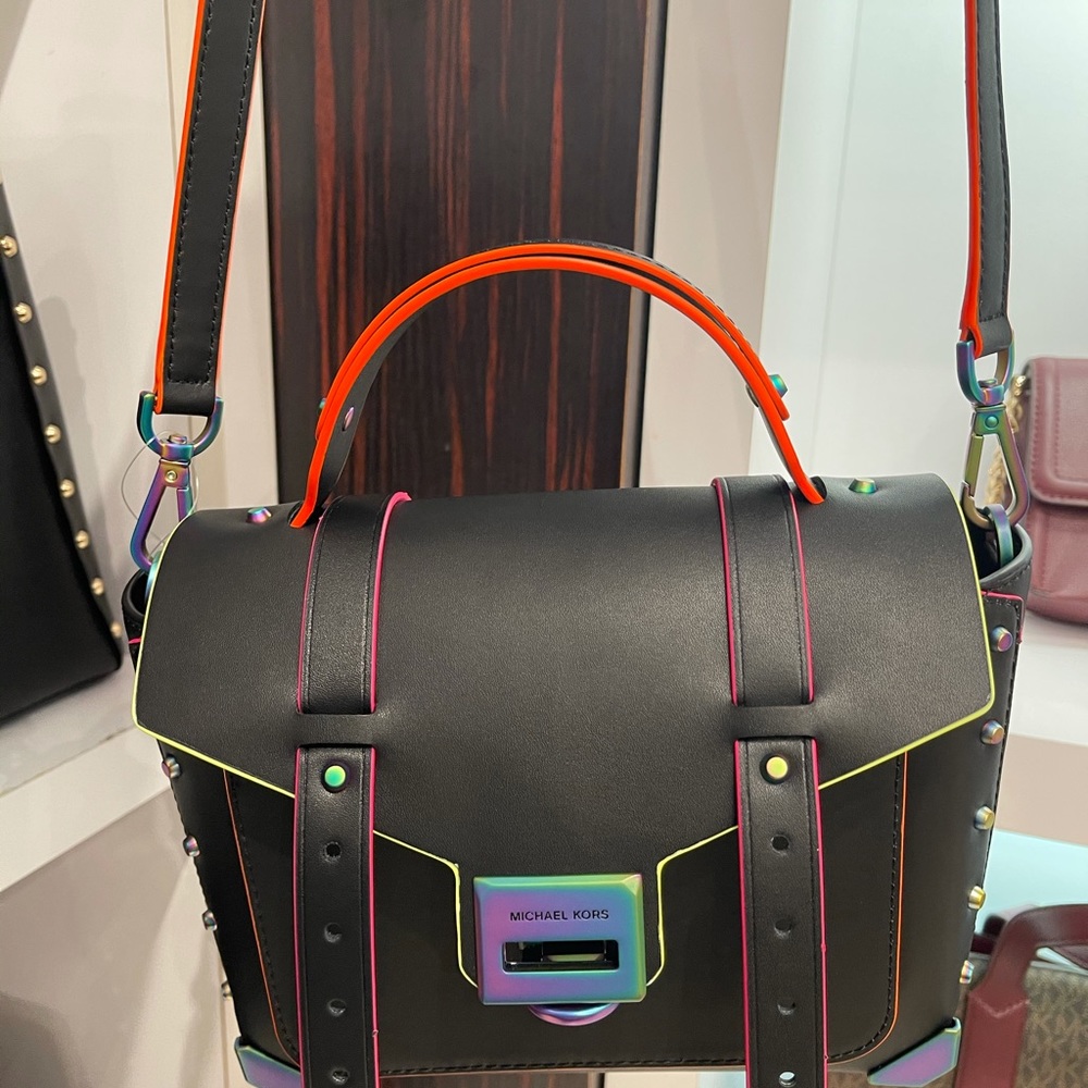 Michael Kors Black Bag with Rainbow Accents - Picture 4 of 8